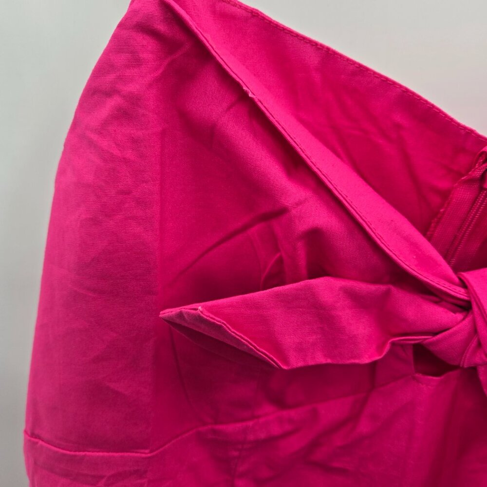 Lush Hot Pink/Fuchsia Slit Bow Adjustable Straps Cotton Maxi Dress Large - Picture 5 of 9